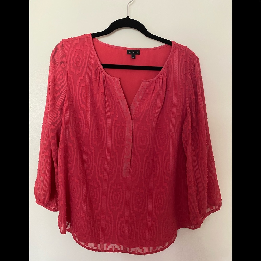 Talbots 3/4 Sleeve Coral Top